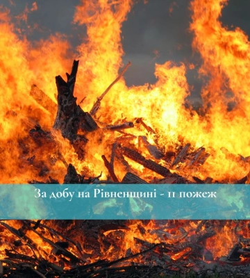 За минулу добу на Рівненщині трапилось 11 пожеж