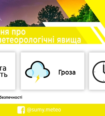 На Сумщині прогнозують грозу