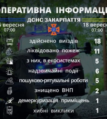 На Закарпатті за вихідні зафіксовано 11 пожеж та 6 надзвичайних ситуацій: Подробиці від рятувальників