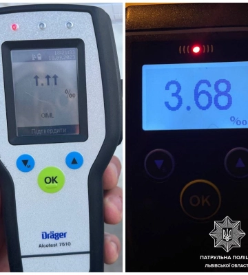 На Львівщині два водії вдень мали у крові 3,68 і 5 проміле алкоголю