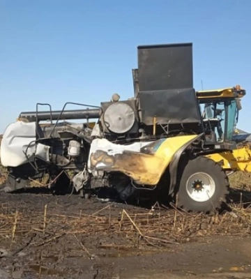 На Харківщині на вибухівці підірвався комбайн