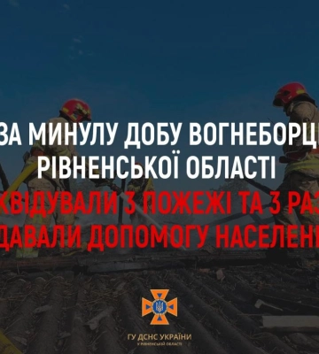 Скільки пожеж ліквідували вогнеборці Рівненщини за минулу добу?