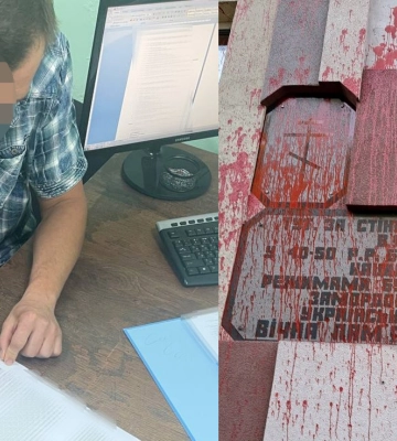 Хотів привернути увагу: у Рівному встановили особу чоловіка, який облив фарбою меморіальну дошку