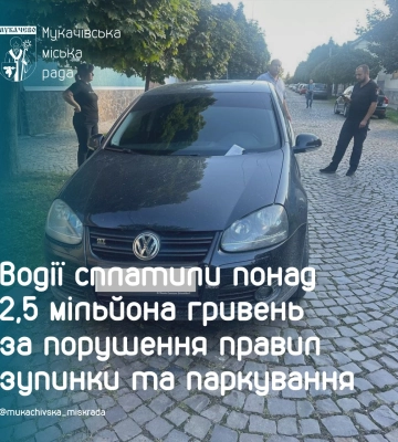 Цьогоріч бюджет Мукачева отримав 2,5 млн грн від неправильних паркувальників