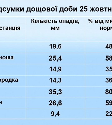 Минулої доби Сміла потрапила у четвірку найбільш дощових міст