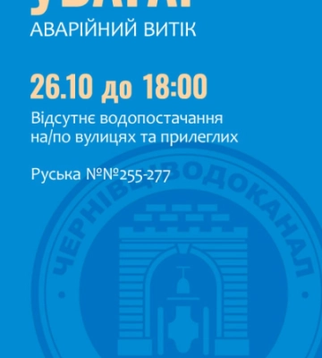 Кілька вулиць у Чернівцях до вечора будуть без води: перелік вулиць