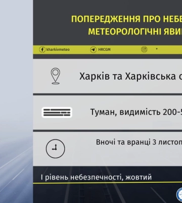 Харьковщину снова накроет туман. Синоптики предупреждают об опасности