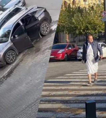 В халаті та з просеко: у Дніпрі чоловік на повну гучність слухав пісню про “Росію-мать&quot;