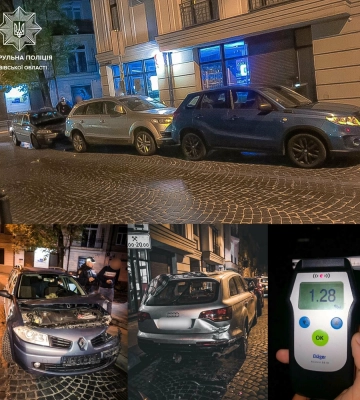 Нетверезий водій у Львові розбив дві припарковані автівки, - ФОТО