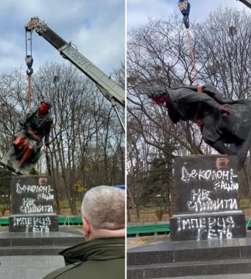 В Киеве демонтировали памятник Пушкину — фото