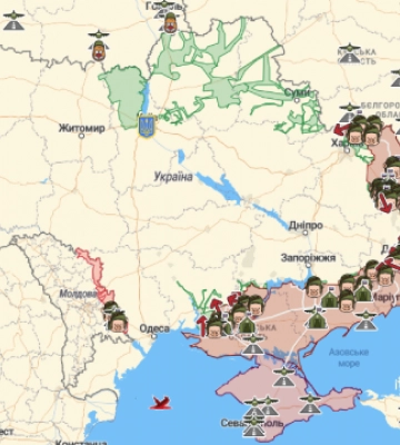 Карта боевых действий в Украине 12 сентября