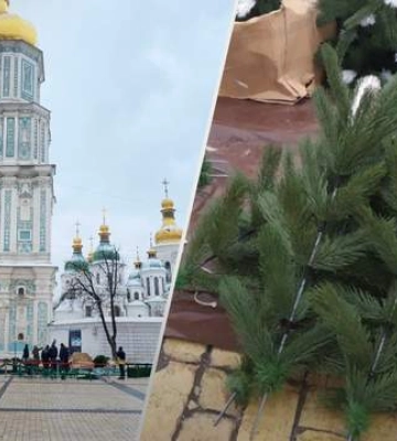 На Софійській площі в Києві встановили новорічну ялинку