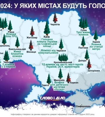 Новий рік-2024: у яких обласних центрах вирішили встановлювати ялинку — інфографіка