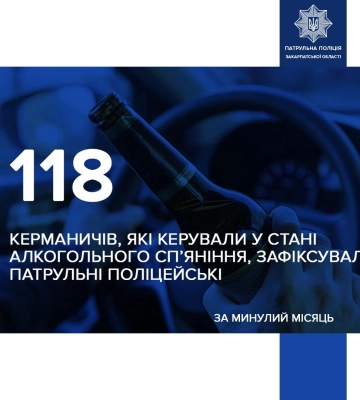 На Закарпатті затримали 118 пʼяних водіїв