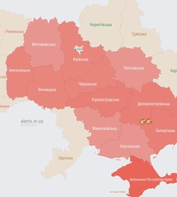 Воздушная тревога объявлена во многих областях Украины