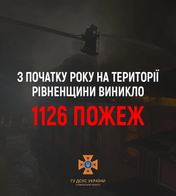 1126 пожеж виникло на території Рівненщини впродовж поточного року