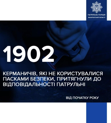 На Закарпатті вивили 1902 водіїв, які їздили не пристебнутими