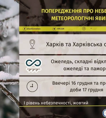 Штормове попередження по Харківщині