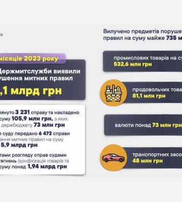 За 11 місяців митники виявили порушень митних правил на 8,1 млрд грн