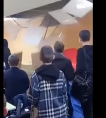 Під час тривоги обвалилася стеля укриття в школі, де були діти (відео)