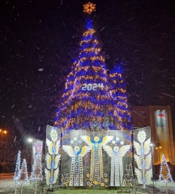 Синьо-жовта гама: у Луцьку засвітили головні ялинки (відео)