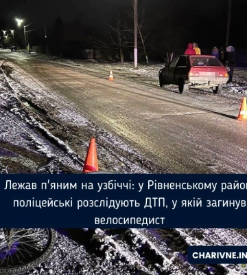 Лежав п'яним на узбіччі: у Рівненському районі поліцейські розслідують ДТП, у якій загинув велосипедист