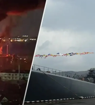 «Аж сюда жарко». В Сети появилось видео момента попадания по БДК Новочеркасск