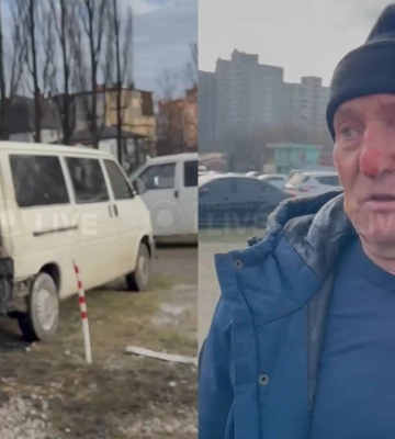 Обстрел Киева: мужчина на горящем автомобиле спас других водителей от пожара (видео)