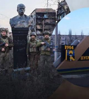 Серед зруйнованого міста стоїть посічений Кобзар: вражаюче фото з Вугледара