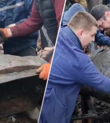 Уцелевший бюст Шухевича вытащили из-под завалов: трогательное видео из Львова