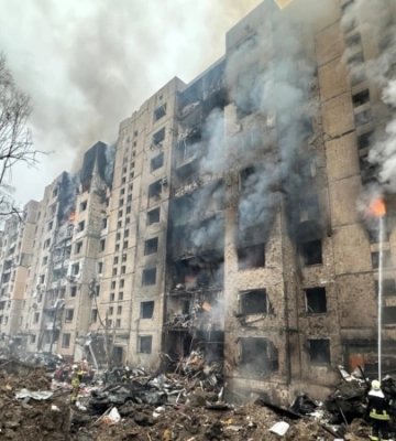 Вследствие удара россиян по Киеву полностью выгорело 7 квартир, - ГСЧС