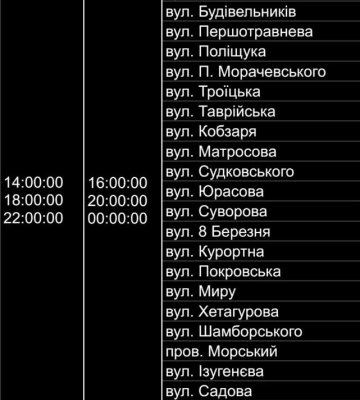 В Очакові вводять графік подачі електроенергії