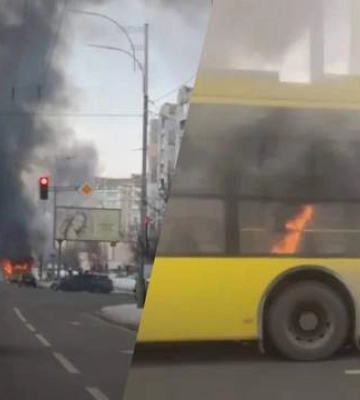 В Киеве на Троещине во время движения загорелся троллейбус: в КГГА сообщили о поджоге