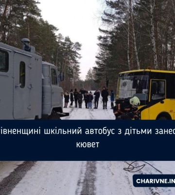 На Рівненщині шкільний автобус з дітьми занесло в кювет