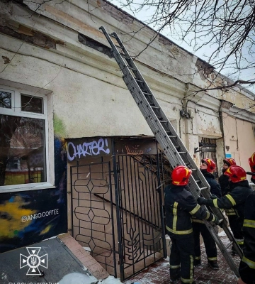 В Одесі рятувальники зняли кошеня з карнизу будинку