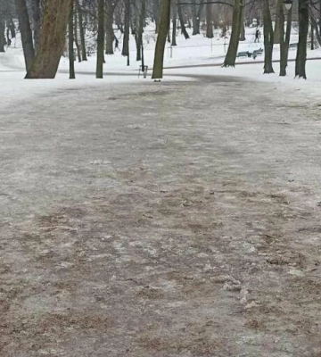 У парках Львова доріжки підсипають відсівом.