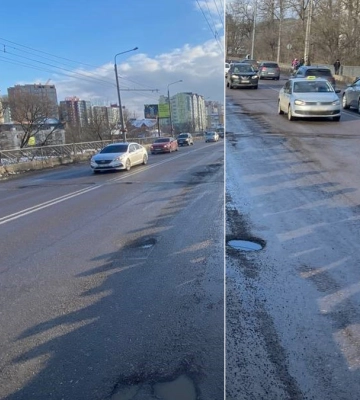 У Франківську холодним асфальтом рятують міст на Пасічну від ям