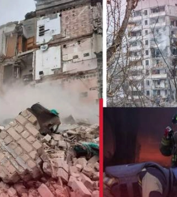 Через несколько минут &quot;сложился&quot; подъезд: фото и видео последствий ракетной атаки по Харькову