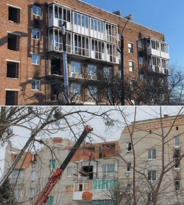 Відбудова житла в Тростянці: у двох п’ятиповерхівках тривають будівельні роботи