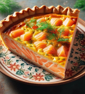 Сочный киш с лососем, приготовления которого вы едва дождетесь
