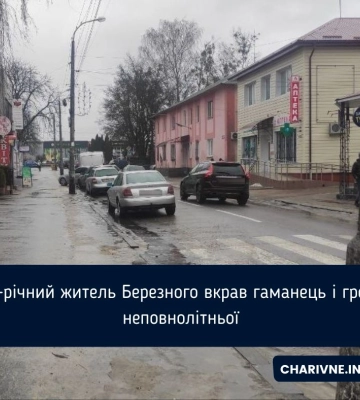 Слідчі повідомили про підозру жителю Березного, який викрав гаманець із грішми та банківську картку неповнолітньої