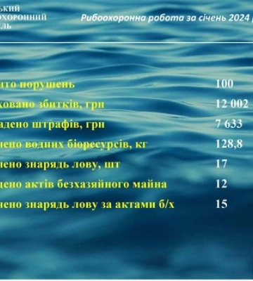 У січні на Сумщині рибінспекторами викрито 100 порушень природоохоронного законодавства