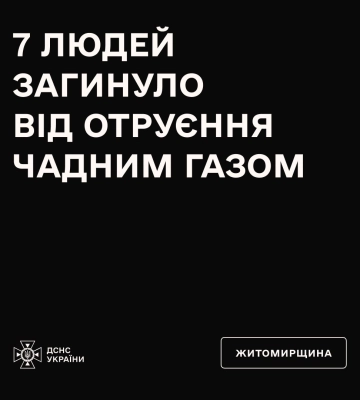 Семеро людей загинули від отруєння чадним газом на Житомирщині