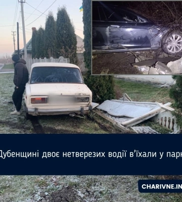 На Дубенщині двоє нетверезих водії в'їхали у паркани