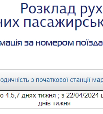 Потяг Інтерсіті “Київ – Черкаси” змінив розклад руху