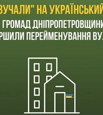 9 громад Дніпропетровщини завершили перейменування своїх вулиць