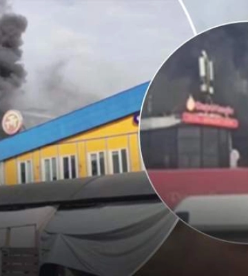 В Киеве на Борщаговке в районе рынка произошел сильный пожар