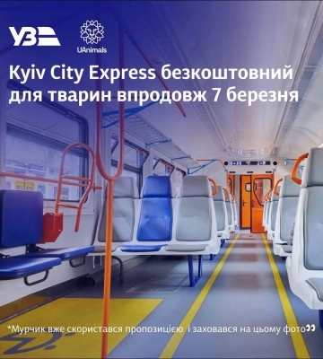 7 марта: Киевская электричка будет бесплатна для домашних любимцев