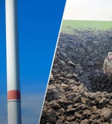 На Николаевщине в винте ветряка застряли обломки БпЛА в винте ветряка