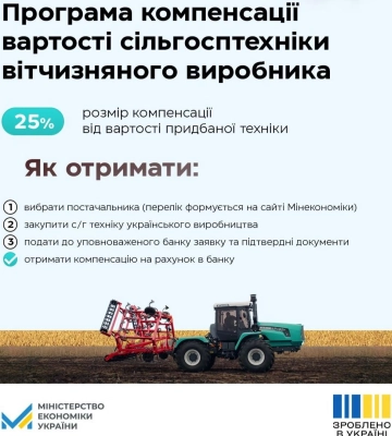 Аграрії з Рівненської області можуть отримати компенсацію за купівлю с/г техніки